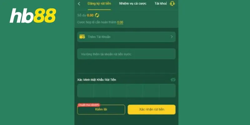Hướng dẫn rút tiền HB88 - Một số lỗi thường gặp